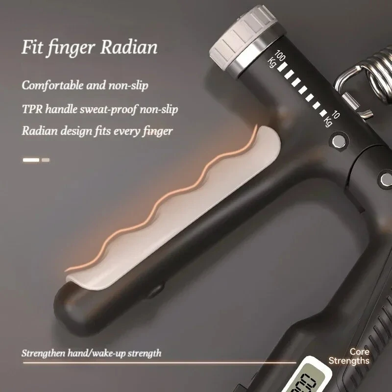 Electronic Counting Handgrip Adjustable 10-100kg Hand Gripper Spring Mechanical Counting Finger Gripper Muscle Trainer Rehabilitation Training Fitness Device — view 6