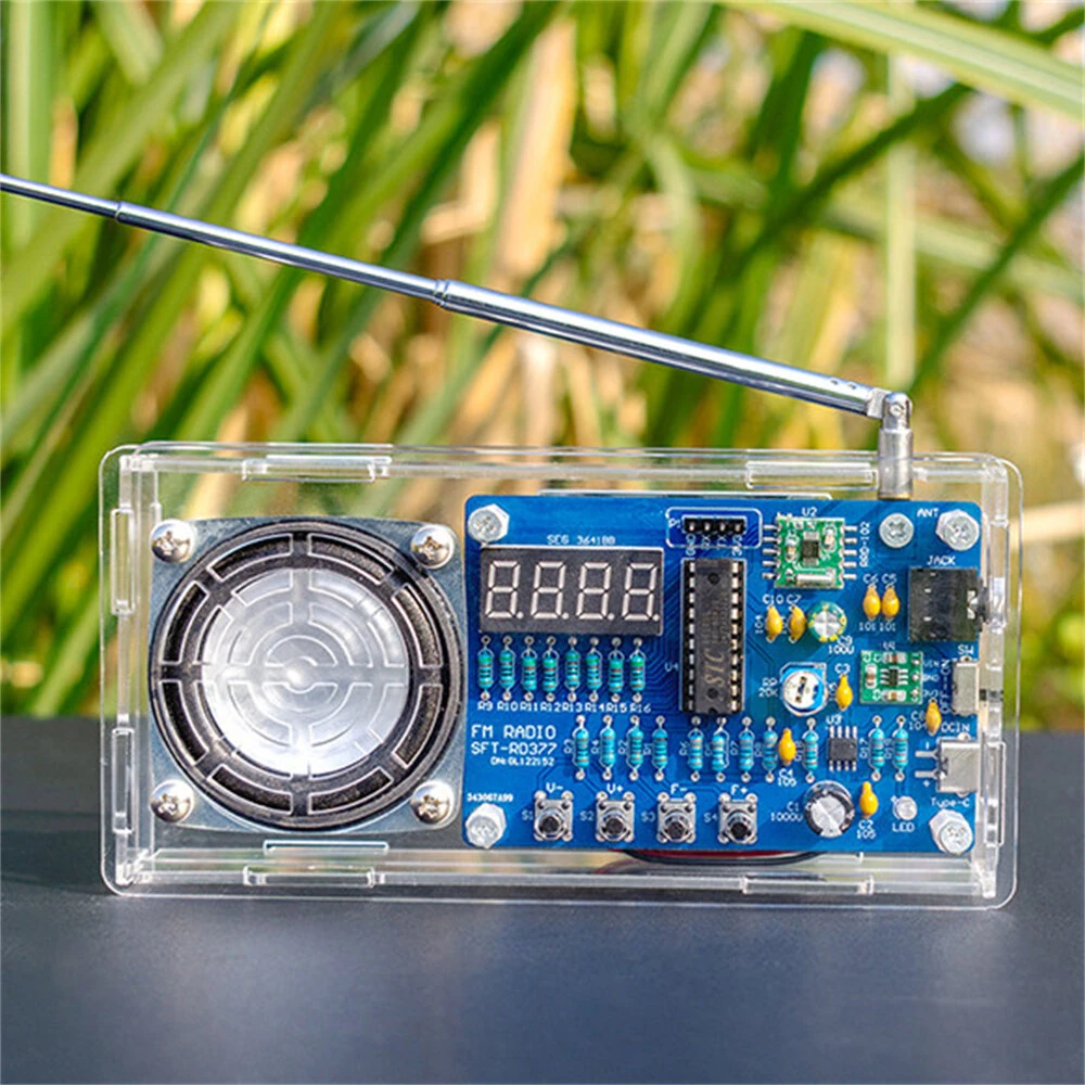 Electronic FM Radio DIY Hand-Soldered Kit LED Digital Display 87.5-108MHz Type-C Power STC8G1K08 + RDA5807M AXS2031 Mono 3-5W — image 1