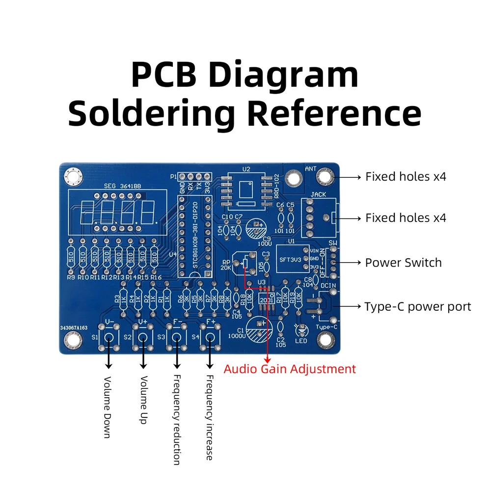 Electronic FM Radio DIY Hand-Soldered Kit LED Digital Display 87.5-108MHz Type-C Power STC8G1K08 + RDA5807M AXS2031 Mono 3-5W — view 3
