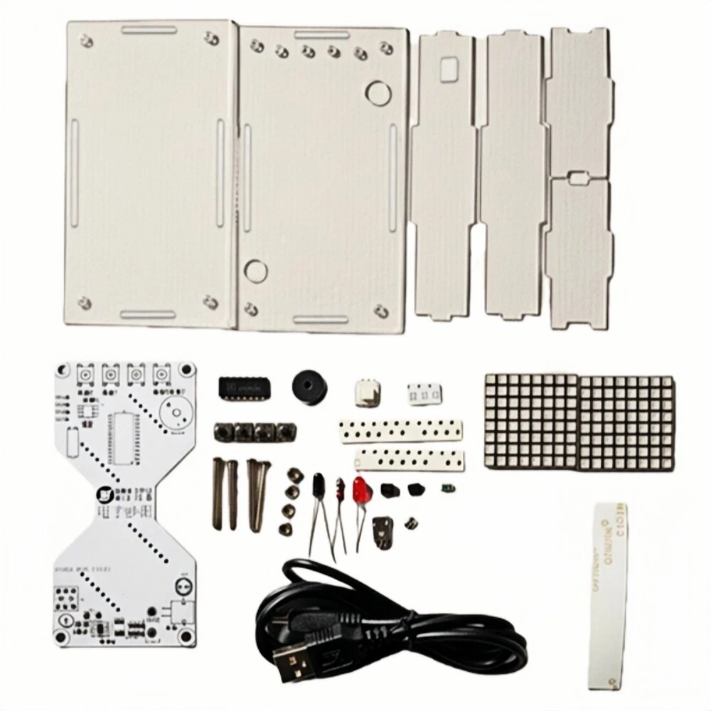 Electronic LED Dot Matrix Hourglass DIY Kit Gravity Sensor Adjustable Countdown Timer Clock Educational Soldering Practice Kit — view 6