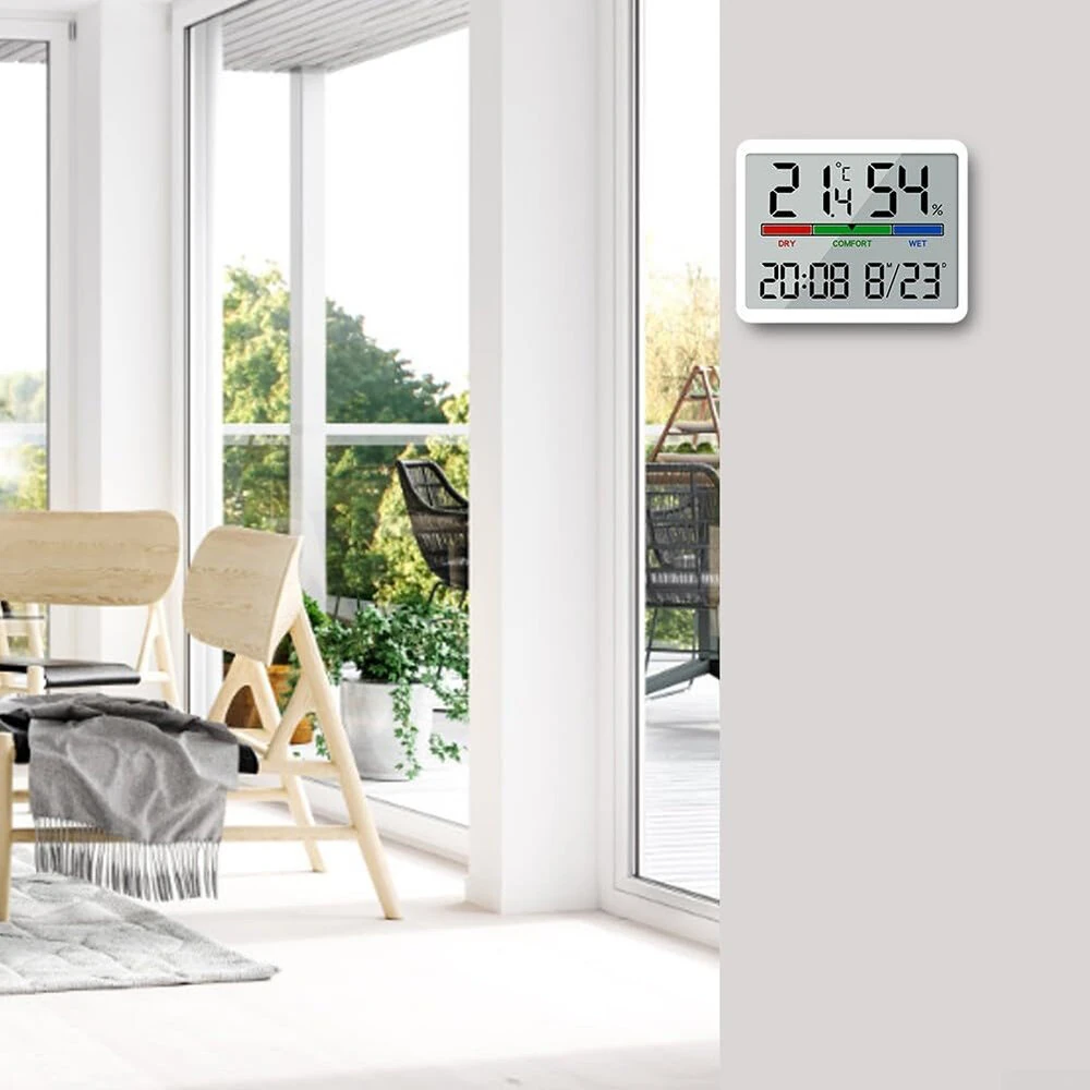 Electronic Multifunctional Magnetic Temperature Clock Wall Clock Digital Alarm Clock Large LCD Display Date Time Temperature and Humidity Display — view 4