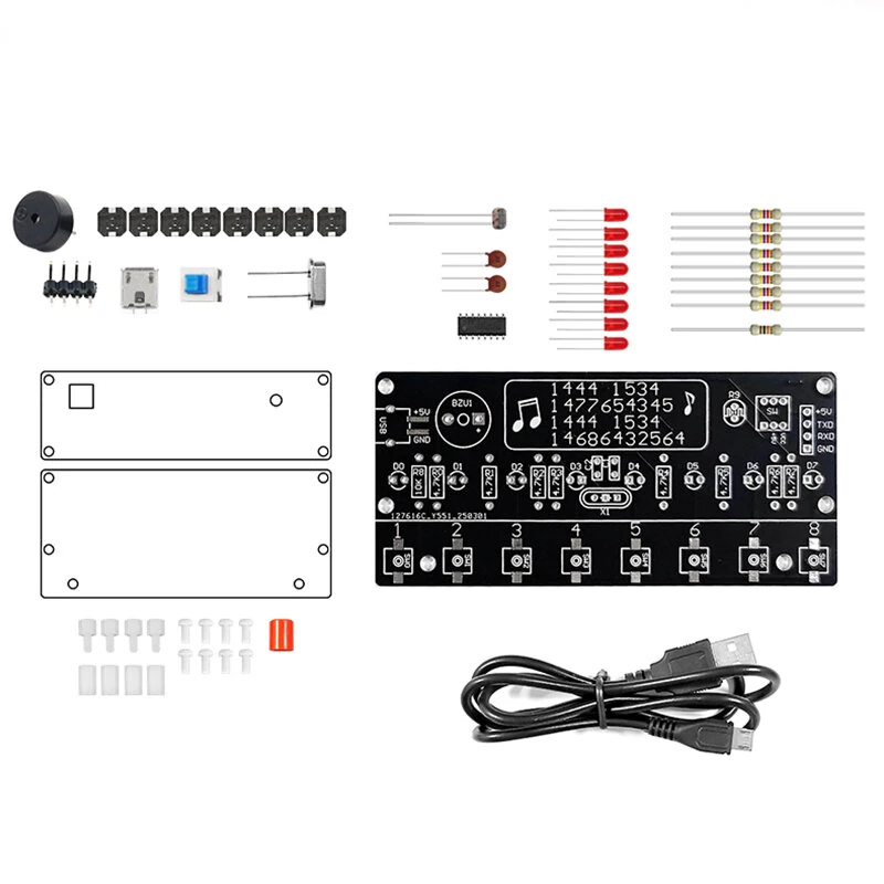 Electronic Piano Kit 8-key Interface Three-tone 14 built-in Songs LED Lighting Effect 5V Power Supply DIY Music Module Learning Kit — image 1