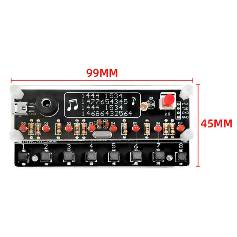 Electronic Piano Kit 8-key Interface Three-tone 14 built-in Songs LED Lighting Effect 5V Power Supply DIY  Music Module Learning Kit — view 3
