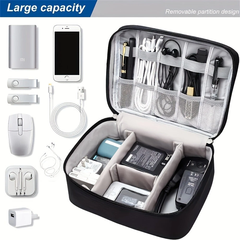 Electronic Storage Bag Data Cable Travel Charging Treasure Headphone Organizer Cosmetics Compartment Storage Digital Handbags — view 3