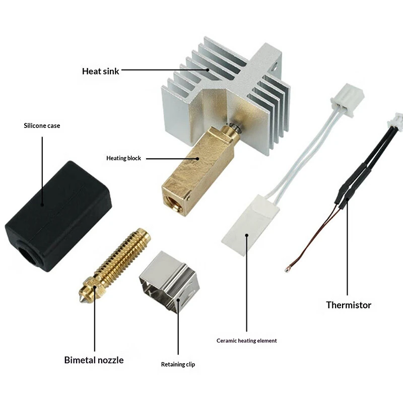 Elegoo Centauri Carbon Hotend Kit 350°C High Temperature Hardened Steel Nozzle 0.2/0.4/0.6/0.8mm High Flow Bi Metal for Abrasive Filament Nylon PEEK 3D Printer Upgrade — view 4