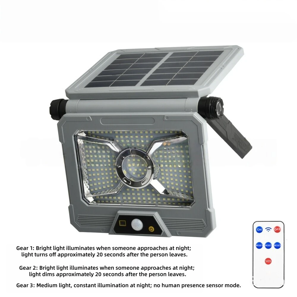 Elfeland 186 COB Solar Light 241 LED Solar Powered Motion Sensor Light 180° Adjustable Panel Wide Range Waterproof Energy-Efficient with Remote Control for Outdoor — view 4
