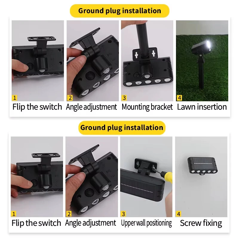 Elfeland 2Pcs 5-Heads/ 7-Heads Solar LED Lawn Light 150° Angle Adjustable Auto Light Control IP65 Waterproof Energy Efficient LED Lawn Lamp for Outdoor Garden Pathway Landscape — view 3