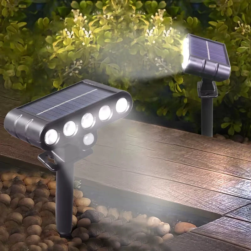 Elfeland 2Pcs 5-Heads/ 7-Heads Solar LED Lawn Light 150° Angle Adjustable Auto Light Control IP65 Waterproof Energy Efficient LED Lawn Lamp for Outdoor Garden Pathway Landscape — view 5