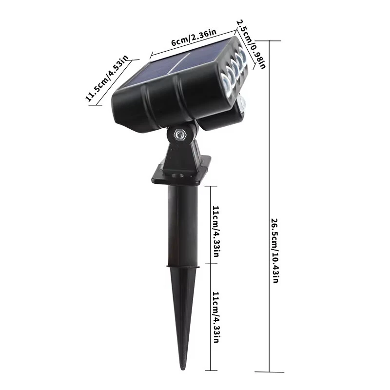 Elfeland 2Pcs 5-Heads/ 7-Heads Solar LED Lawn Light 150° Angle Adjustable Auto Light Control IP65 Waterproof Energy Efficient LED Lawn Lamp for Outdoor Garden Pathway Landscape — view 6