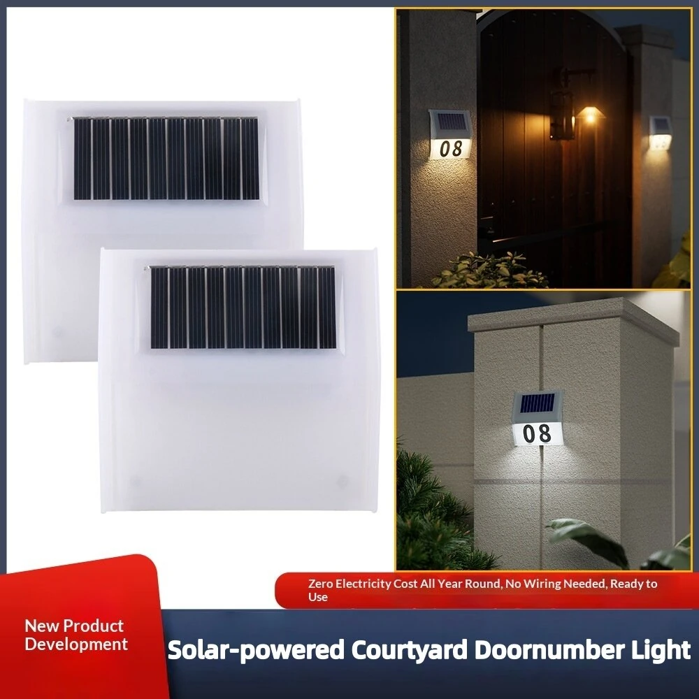 Elfeland 2Pcs 6LED Solar Courtyard Door Number Light Auto On/Off Sensor Waterproof IP65 500mAh Battery Solor-powered Lamp for Outdoor Lighting — view 2