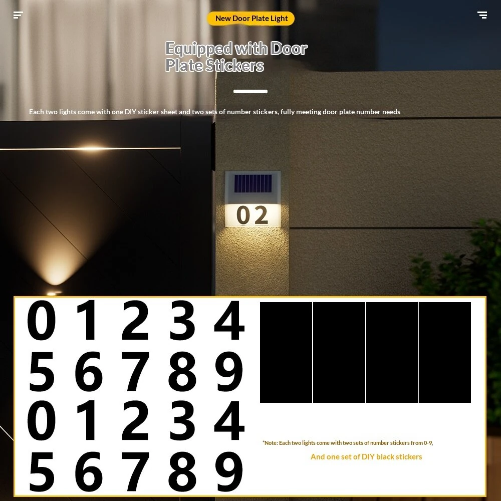 Elfeland 2Pcs 6LED Solar Courtyard Door Number Light Auto On/Off Sensor Waterproof IP65 500mAh Battery Solor-powered Lamp for Outdoor Lighting — view 3