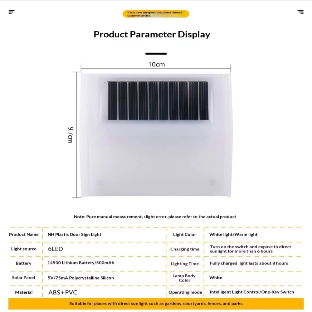 Elfeland 2Pcs 6LED Solar Courtyard Door Number Light Auto On/Off Sensor Waterproof IP65 500mAh Battery Solor-powered Lamp for Outdoor Lighting — view 5