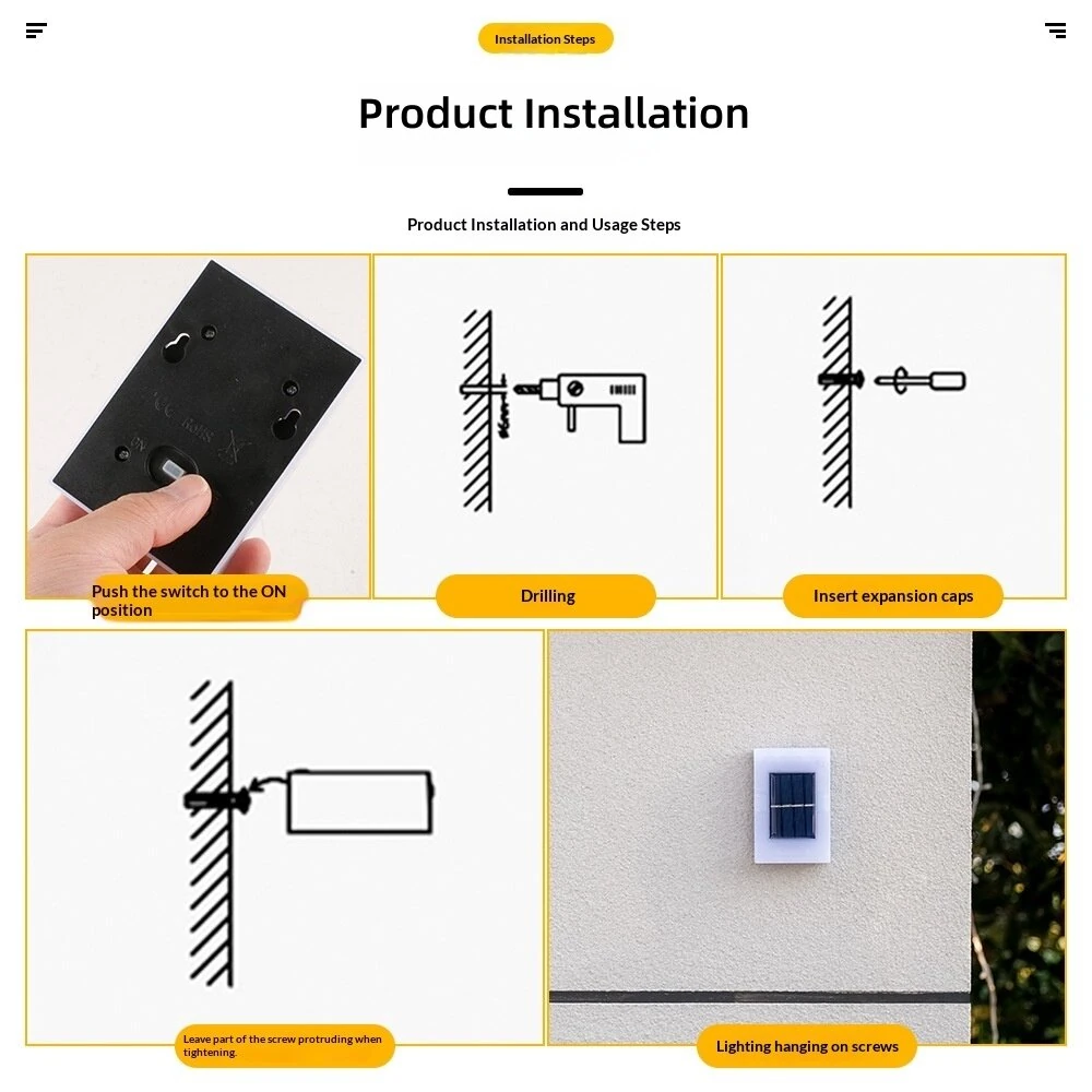 Elfeland 2Pcs 6LED Solar Wall Washer Light 2 Colors Lighting Auto On/Off Waterproof Dual-Side Design 600mAh Battery Solar Power Lamp for Garden Courtyard Landscape — view 6