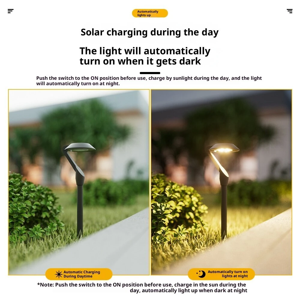 Elfeland 2Pcs SG04 Solar Lawn Light Intelligent Auto Light Sensor Solar Charging Waterproof Solar Ground Stake Light for Outdoor Landscape Garden Courtyard Pathway — view 4