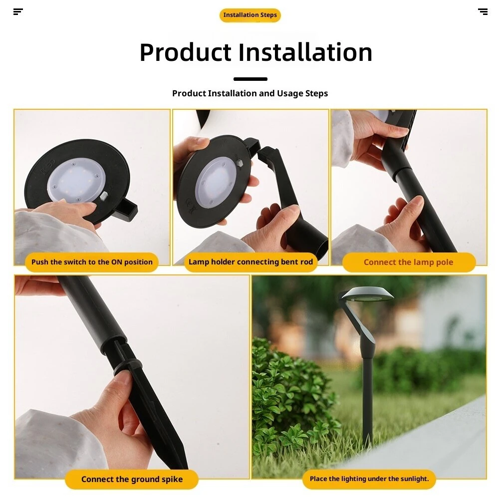 Elfeland 2Pcs SG04 Solar Lawn Light Intelligent Auto Light Sensor Solar Charging Waterproof Solar Ground Stake Light for Outdoor Landscape Garden Courtyard Pathway — view 5
