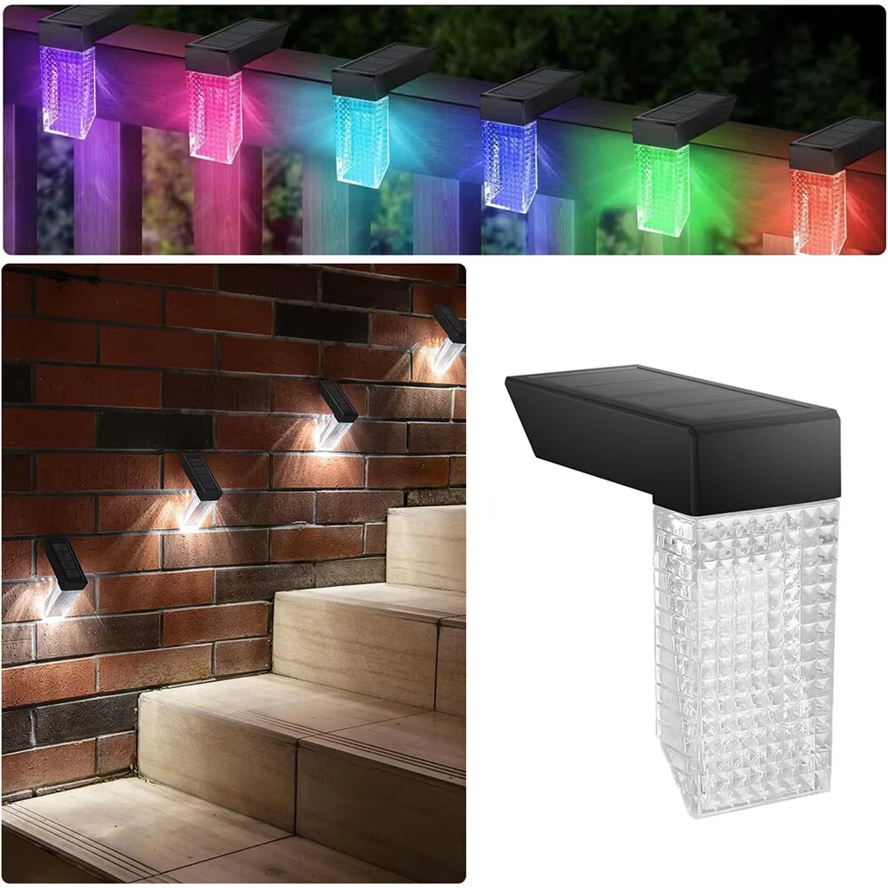 Elfeland 2PCS Solar Lights Outdoor IP65 Waterproof Wall Lights with RGB Color for Courtyard Garden Fence Staircase Step Decoration — view 2