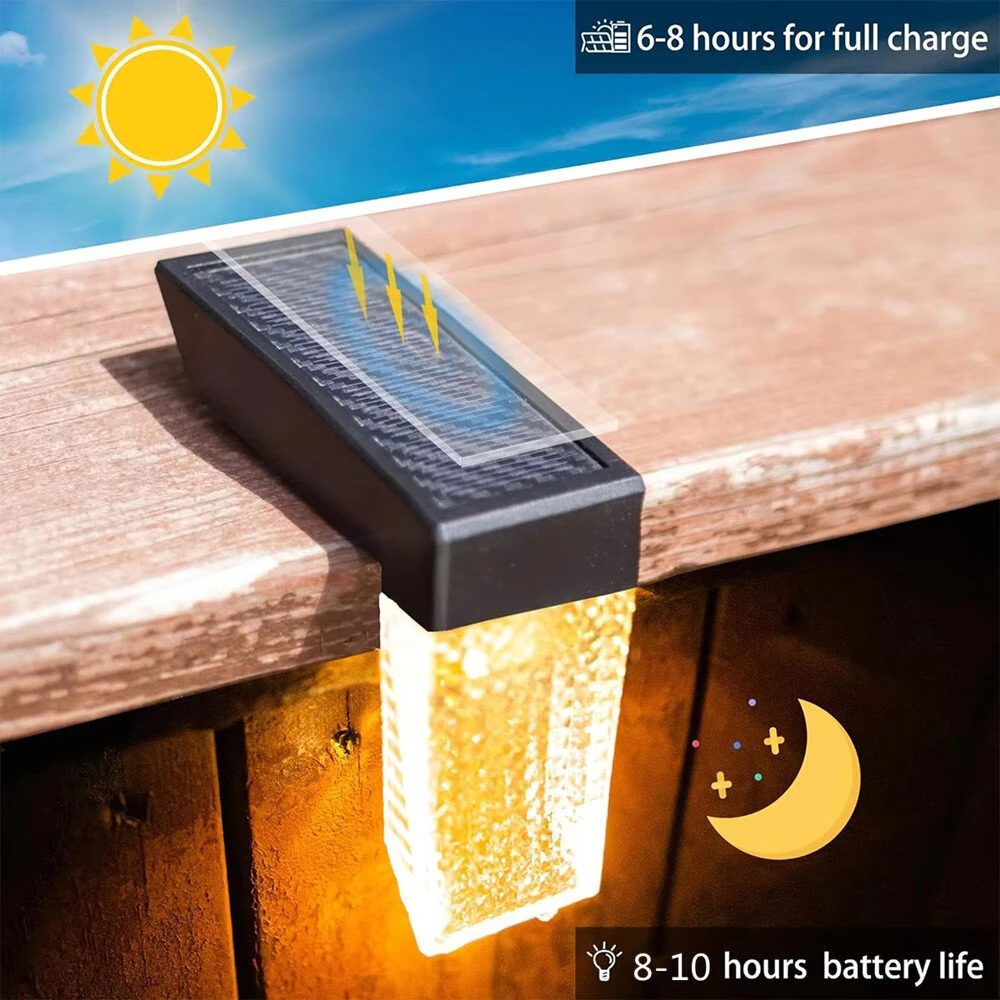 Elfeland 2PCS Solar Lights Outdoor IP65 Waterproof Wall Lights with RGB Color for Courtyard Garden Fence Staircase Step Decoration — view 6