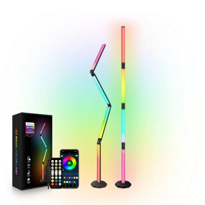 Elfeland 30W RGBIC LED Smart Foldable Floor Lamp 64 Scene Modes Multi-Lighting Adjustable APP & Voice Control for HomeGaming Room Lighting