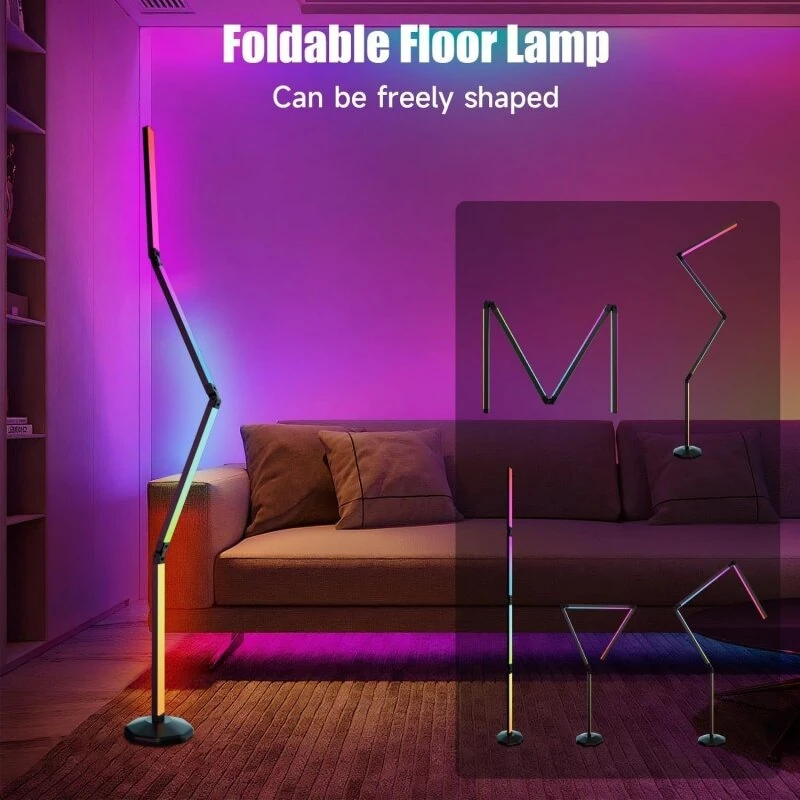 Elfeland 30W RGBIC LED Smart Foldable Floor Lamp 64 Scene Modes Multi-Lighting Adjustable APP & Voice Control for HomeGaming Room Lighting — view 2