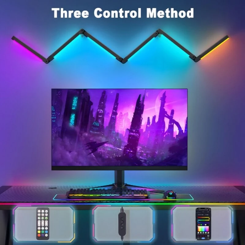 Elfeland 30W RGBIC LED Smart Foldable Floor Lamp 64 Scene Modes Multi-Lighting Adjustable APP & Voice Control for HomeGaming Room Lighting — view 3
