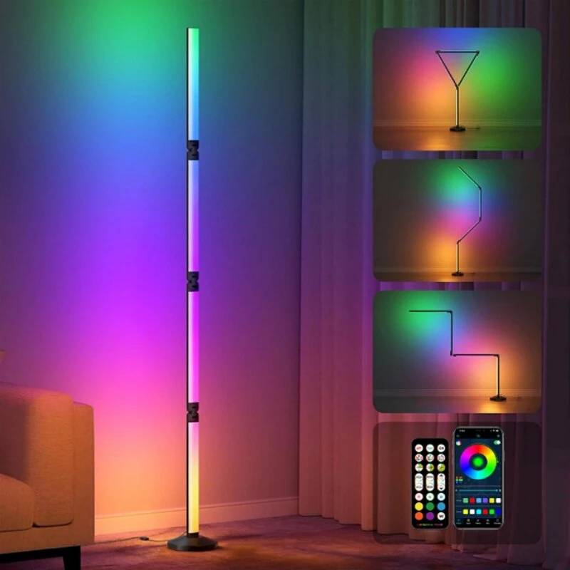 Elfeland 30W RGBIC LED Smart Foldable Floor Lamp 64 Scene Modes Multi-Lighting Adjustable APP & Voice Control for HomeGaming Room Lighting — view 6