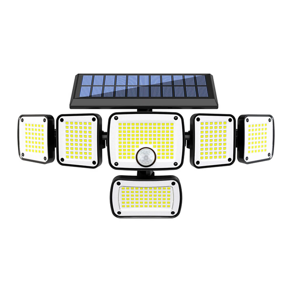 Elfeland 370 LED 6 Head Outdoor Solar Light, Motion Sensor, Wide-Angle Flood Illumination, Waterproof Outdoor Solar Lamp for Yard, Garden, Fence & Pathways — view 2