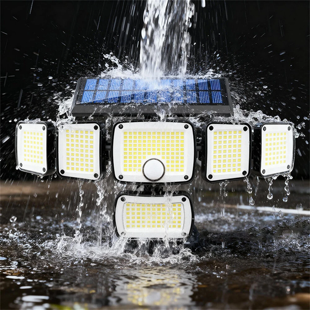 Elfeland 370 LED 6 Head Outdoor Solar Light, Motion Sensor, Wide-Angle Flood Illumination, Waterproof Outdoor Solar Lamp for Yard, Garden, Fence & Pathways — view 4