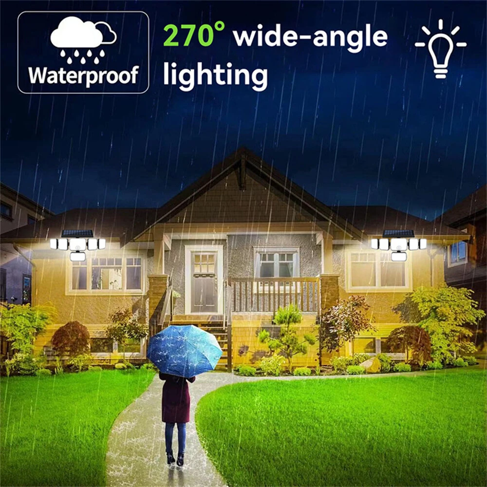 Elfeland 370 LED 6 Head Outdoor Solar Light, Motion Sensor, Wide-Angle Flood Illumination, Waterproof Outdoor Solar Lamp for Yard, Garden, Fence & Pathways — view 5