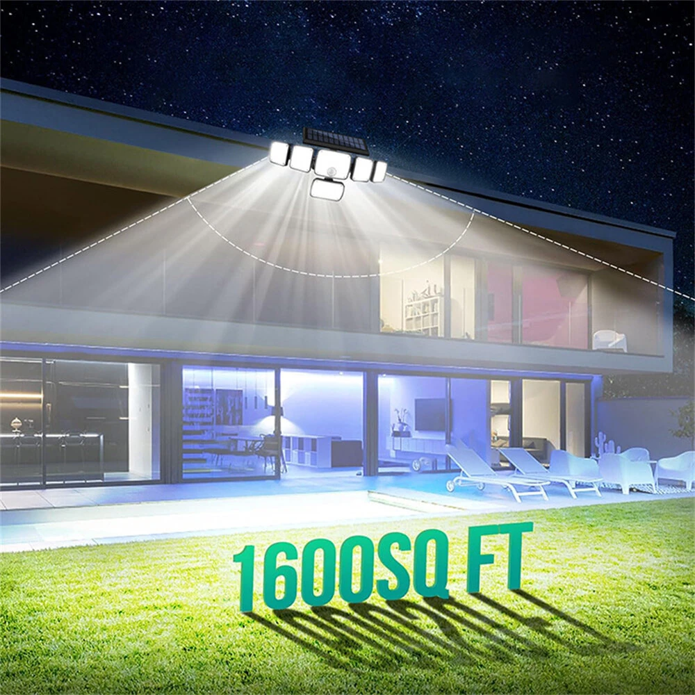 Elfeland 370 LED 6 Head Outdoor Solar Light, Motion Sensor, Wide-Angle Flood Illumination, Waterproof Outdoor Solar Lamp for Yard, Garden, Fence & Pathways — view 6