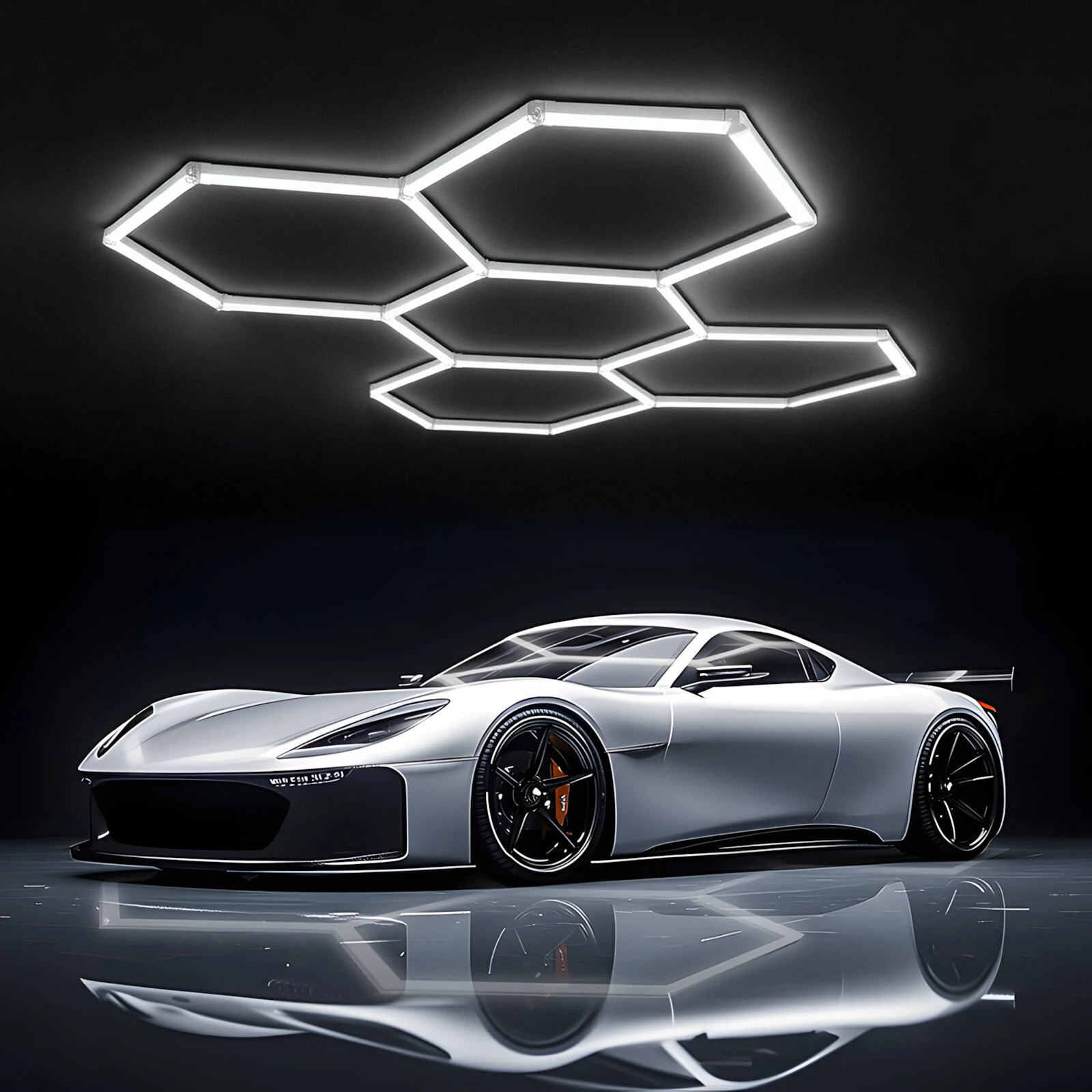 Elfeland 5-Cell Garage Lights Hexagon Lamp 3 Color Temperatures LED Tube Honeycomb Barbershop Ceiling Lighting For Workshop 4S Car Show Auto Body Repair Gym — view 2