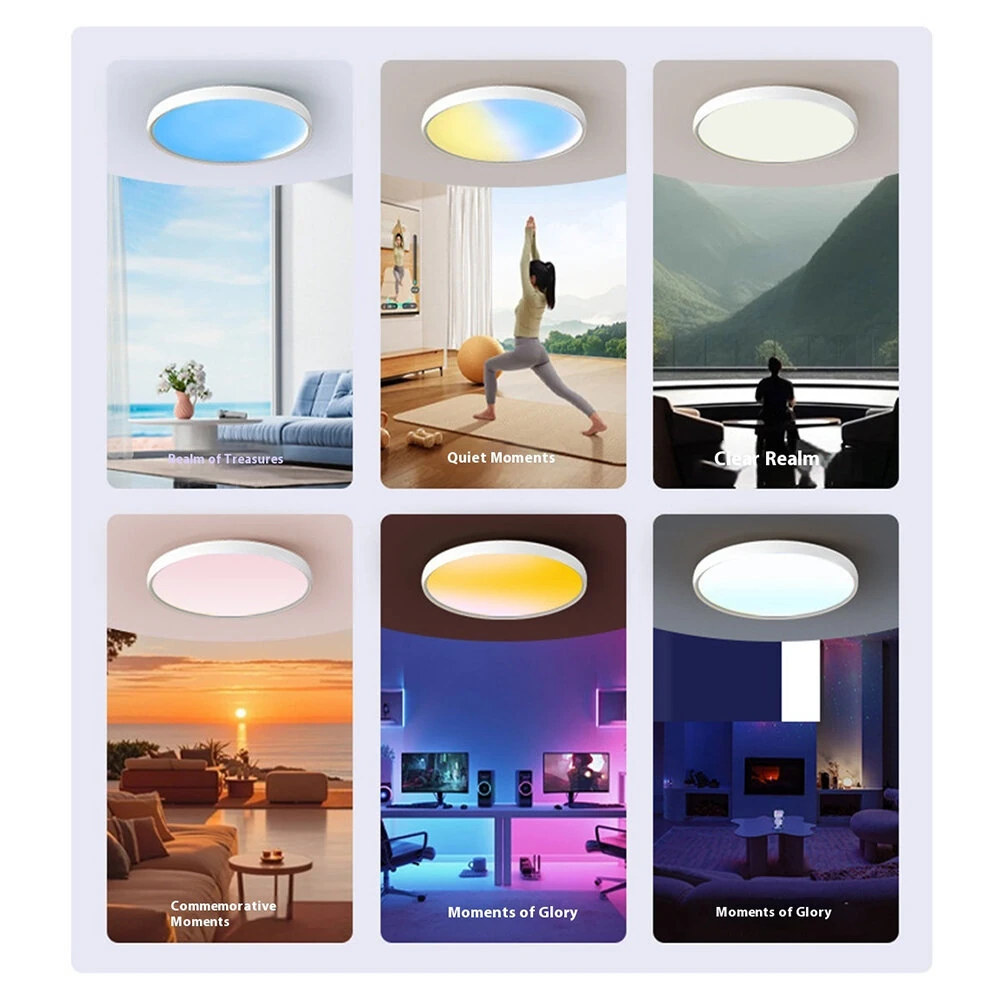 Elfeland 60W 40cm Full Spectrum LED Ceiling Light 1800K~12000K Remote Control with RGB Modes Dimmable Full Color Gradient Sky Light — view 3
