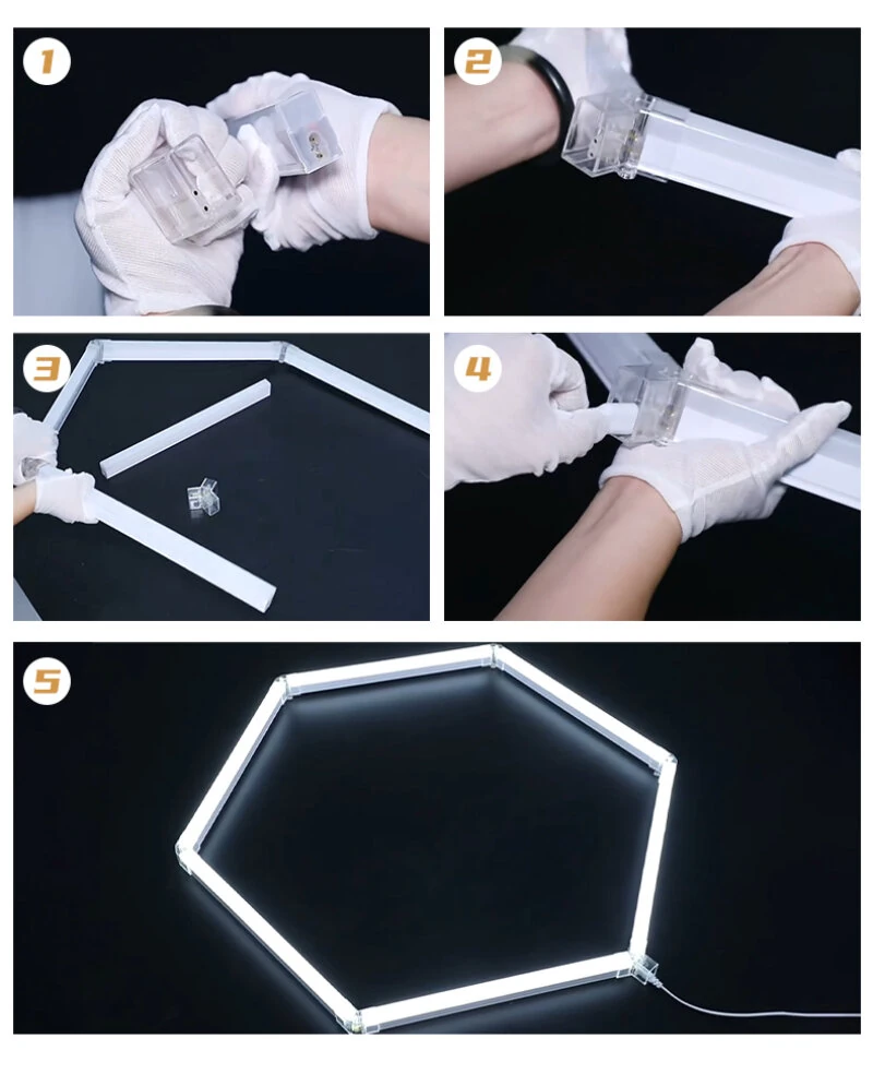 Elfeland 7-Cell Garage Lights Hexagon Lamp 6500K LED Tube Honeycomb Barbershop Ceiling Lighting For Workshop 4S Car Show Auto Body Repair Gym — view 3