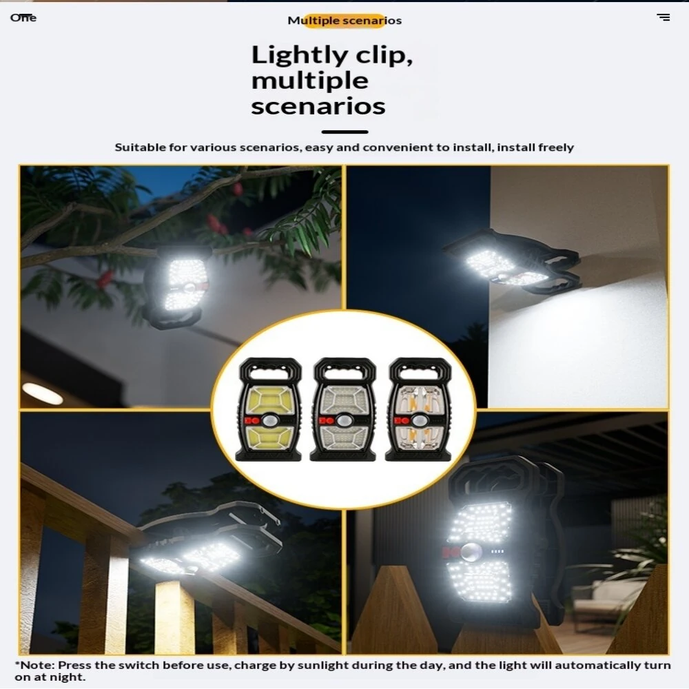 Elfeland 96 LED/ 98 COB Solar Clip-On Light 3 Lighting Modes Auto Lighting Control Wide Sensor Angle Waterproof Type-C Solar Charging Wall Lamp for Outdoor Garden Courtyard Porch — view 5