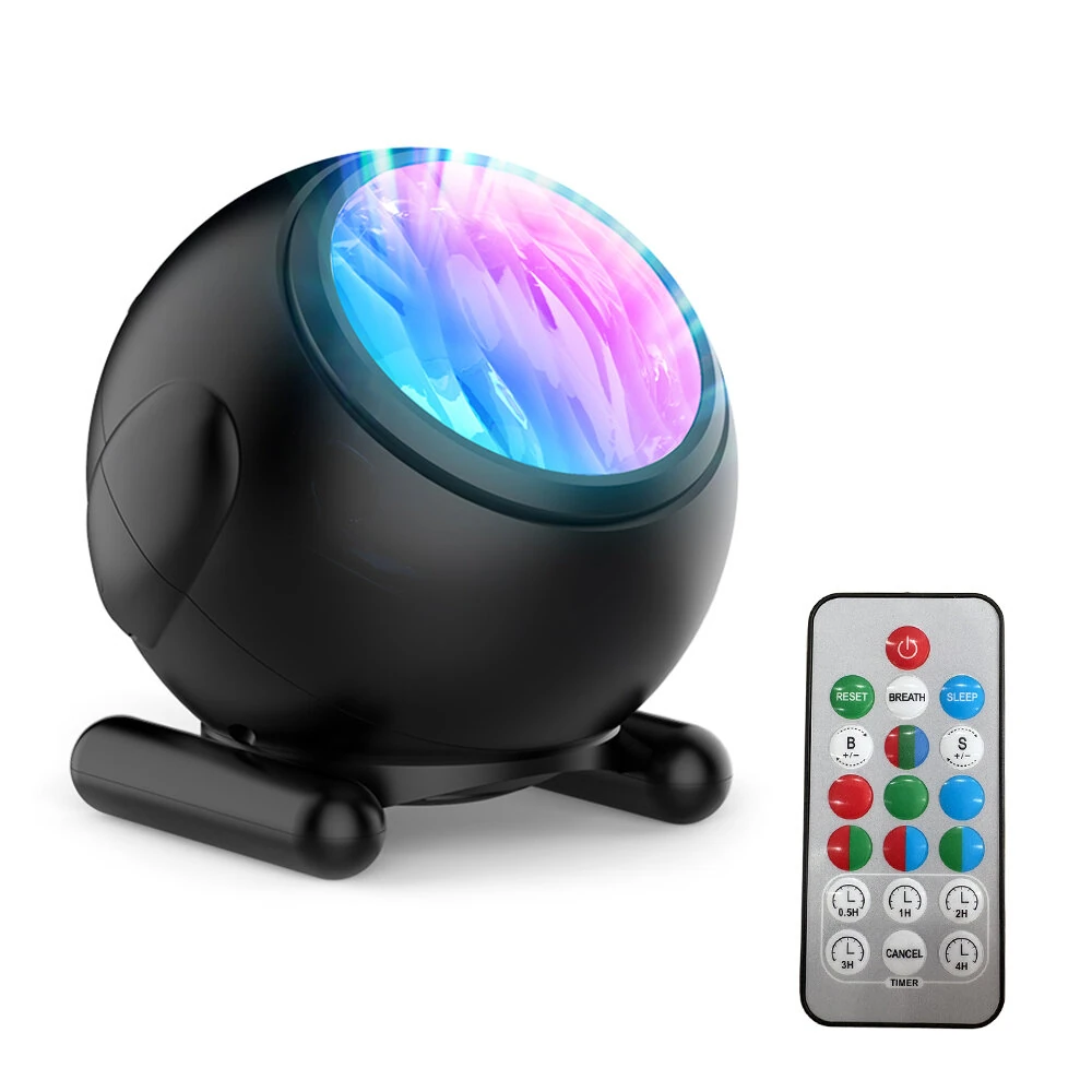 Elfeland Aurora Lights Projector RGB LED 8 Lighting Modes Remote Control Timer USB Power Bedroom Decor Night Light