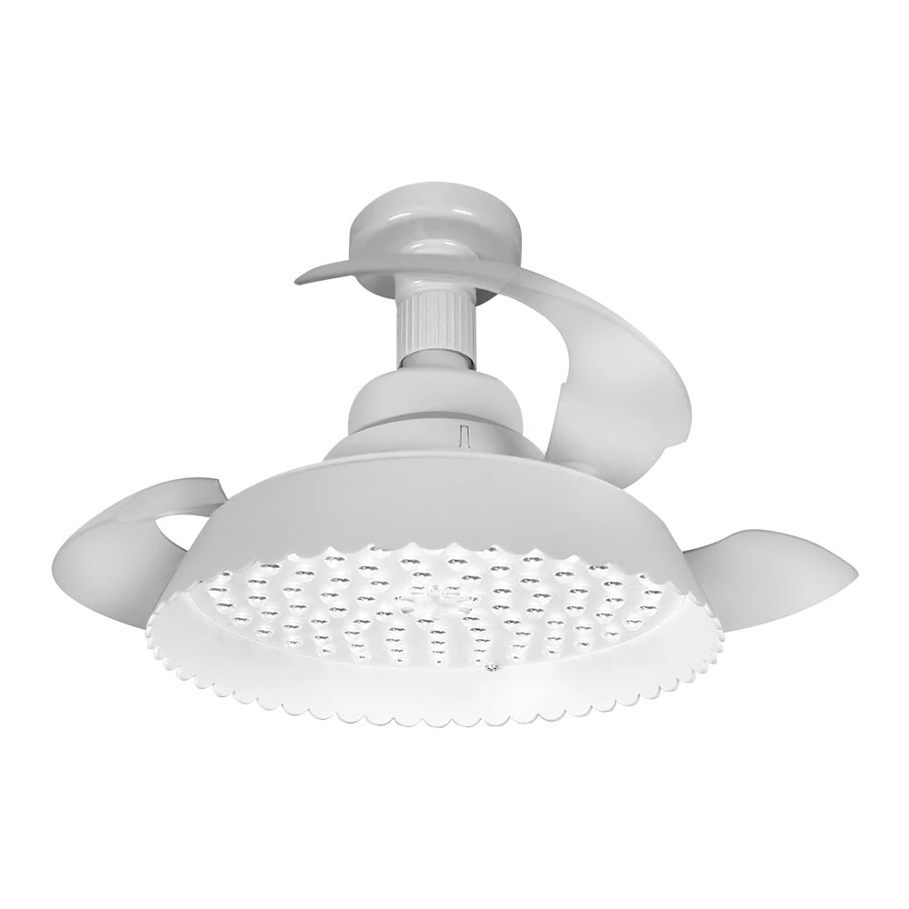 Elfeland E27 LED Fresh Food Fan Light with Retractable Blades 6000K Color Temperature Ra95 4-Speed Wind Remote Control Celling Fan Lamp