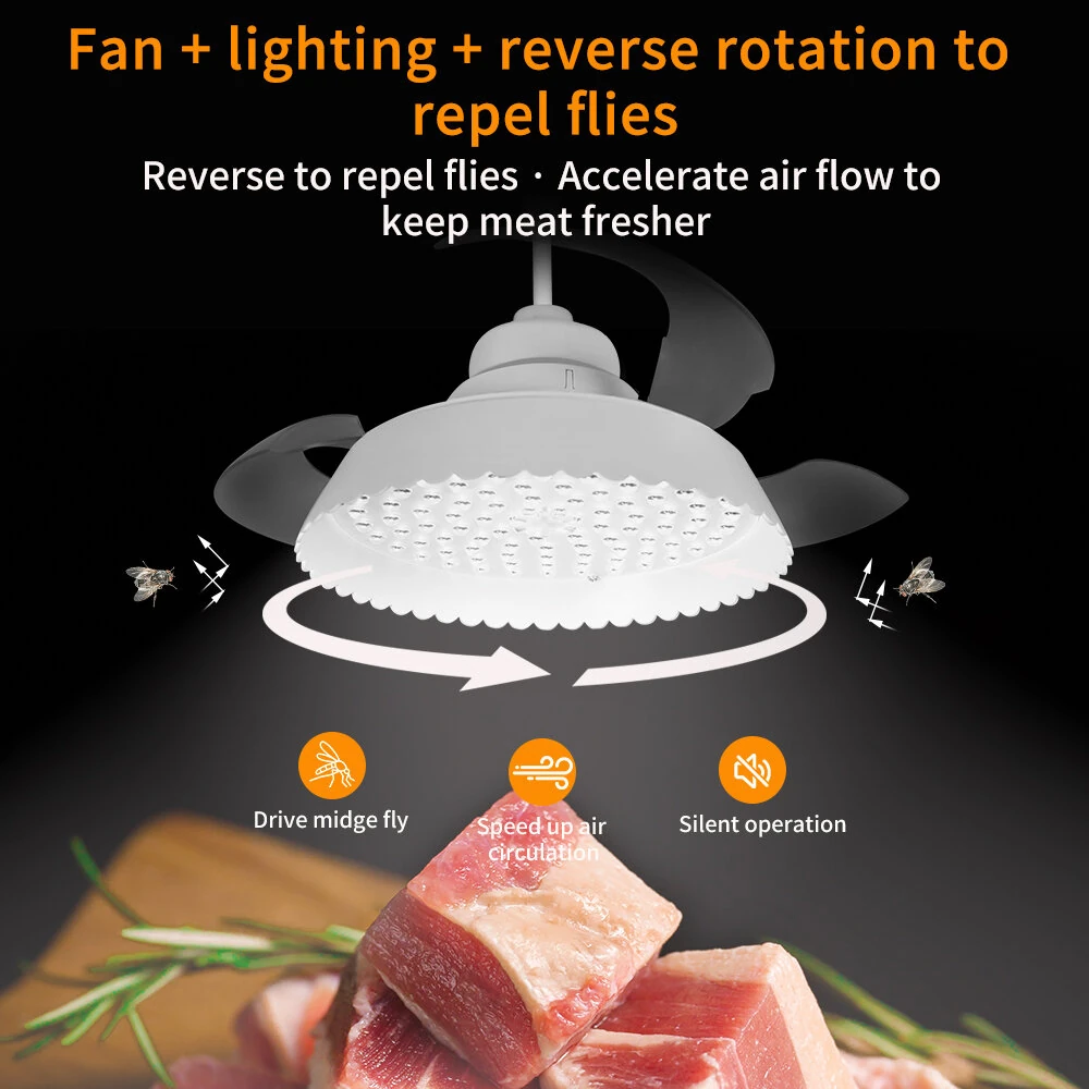 Elfeland E27 LED Fresh Food Fan Light with Retractable Blades 6000K Color Temperature Ra95 4-Speed Wind Remote Control Celling Fan Lamp — view 6