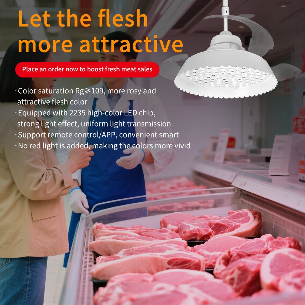 Elfeland E27 LED Fresh Food Fan Light with Retractable Blades 6000K Color Temperature Ra95 4-Speed Wind Remote Control Celling Fan Lamp — view 8
