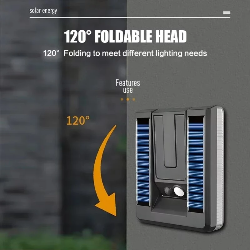 Elfeland Foldable Solar Wall Light with 32 LEDs, Motion Sensor, 3 Lighting Modes & 120° Adjustable Design, Waterproof Outdoor Light for Garden & Yard — view 3