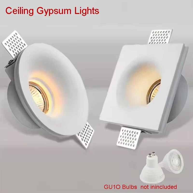 Elfeland GU10 Recessed Gypsum Downlight Anti-Glare Round/ Square LED Spotlight for Living Room Bedroom Home Lighting — view 3