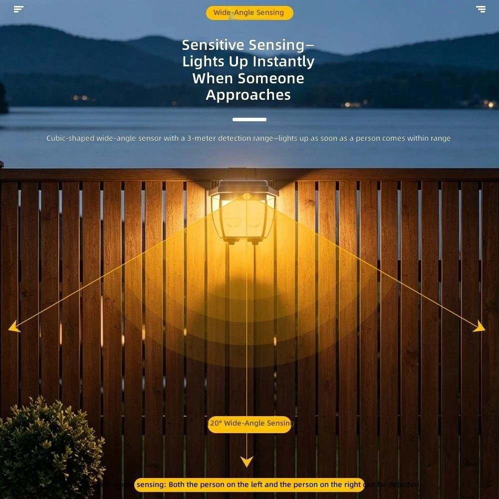 Elfeland HW 669 Solar Motion Sensor Wall Light 5W LED IP65 Waterproof Solar Outdoor Light for Garden Fence Patio Pathway — view 4