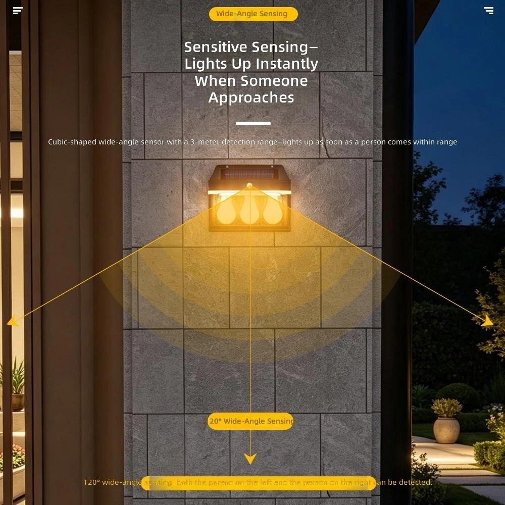 Elfeland HW-779 Solar Light with Motion Sensor 3 Modes Warm Light IP65 Waterproof Solar Lamp Garden Wall Light for Outdoor Use — view 5