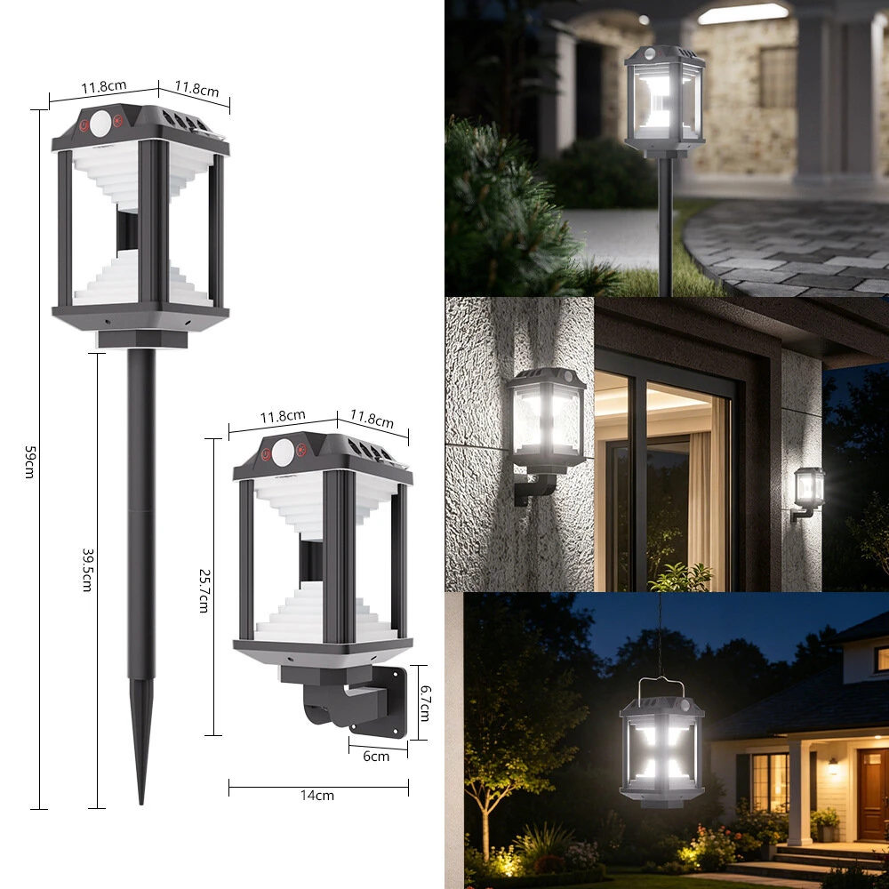 Elfeland HW 888 Solar Motion Sensor Light USB Rechargeable 2 in 1 Wall Mounted Ground Stake Light IP65 Waterproof for Garden Patio Pathway — view 5
