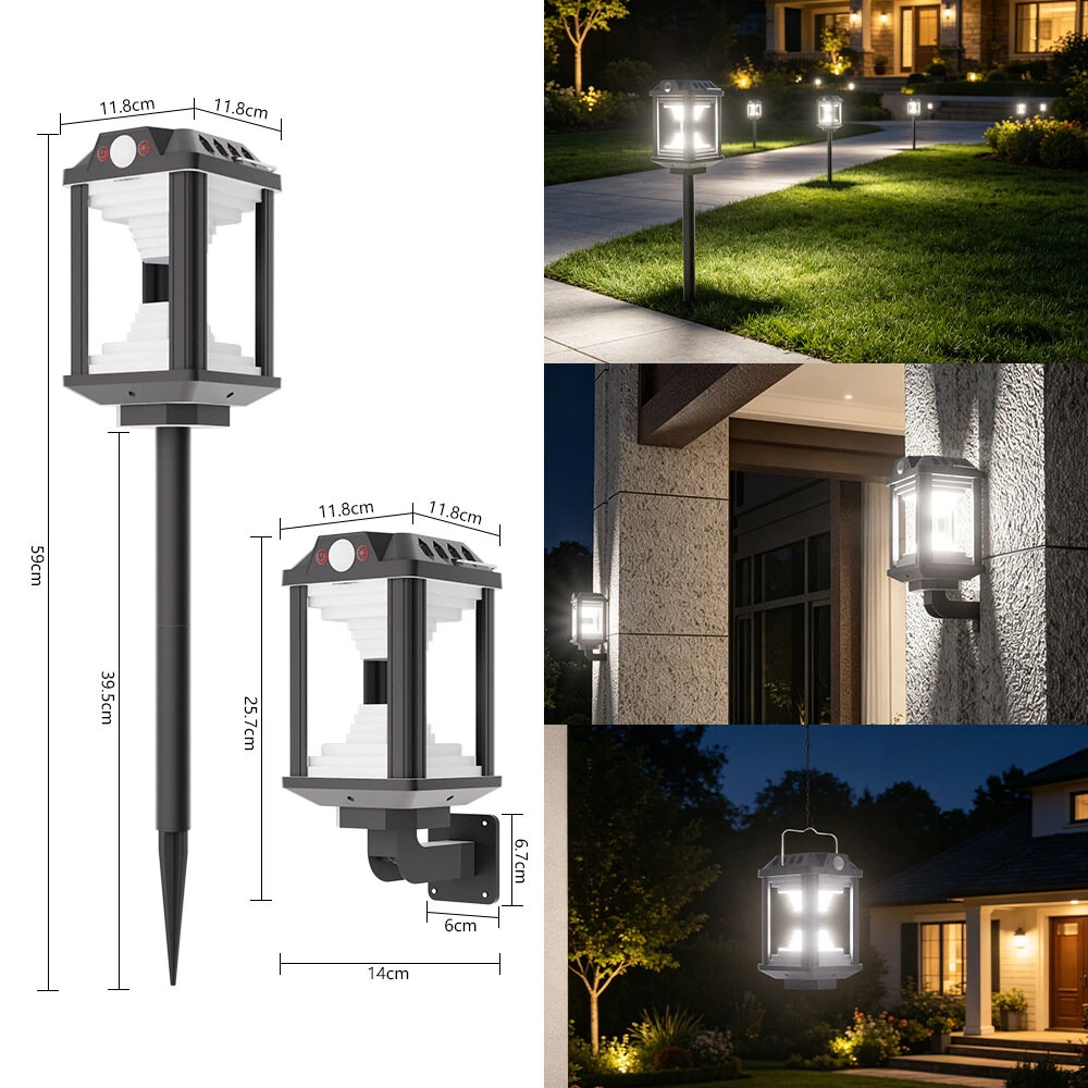Elfeland HW 888 Solar Motion Sensor Light USB Rechargeable 2 in 1 Wall Mounted Ground Stake Light IP65 Waterproof for Garden Patio Pathway — view 6