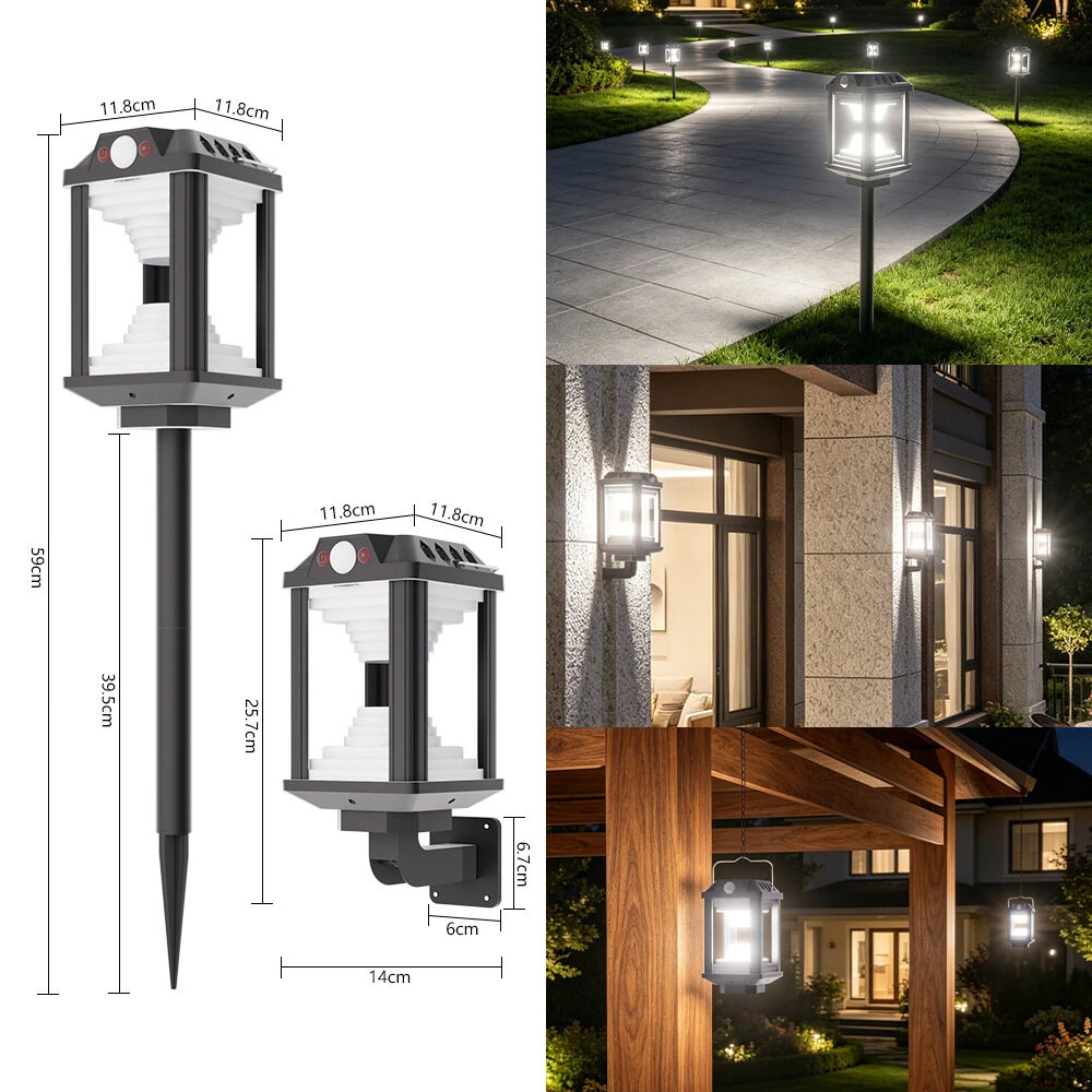 Elfeland HW 888 Solar Motion Sensor Light USB Rechargeable 2 in 1 Wall Mounted Ground Stake Light IP65 Waterproof for Garden Patio Pathway — view 7