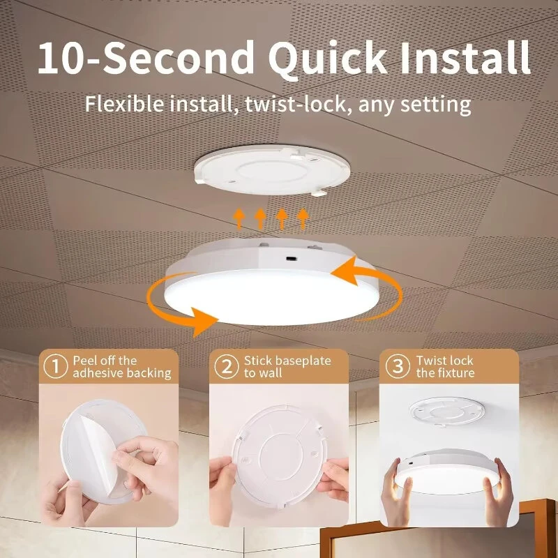 Elfeland Motion Sensor Rechargeable LED Ceiling Light 10000mAh 3 Colors Temperature Adjustable Ceiling Lamp with Remote Control — view 5