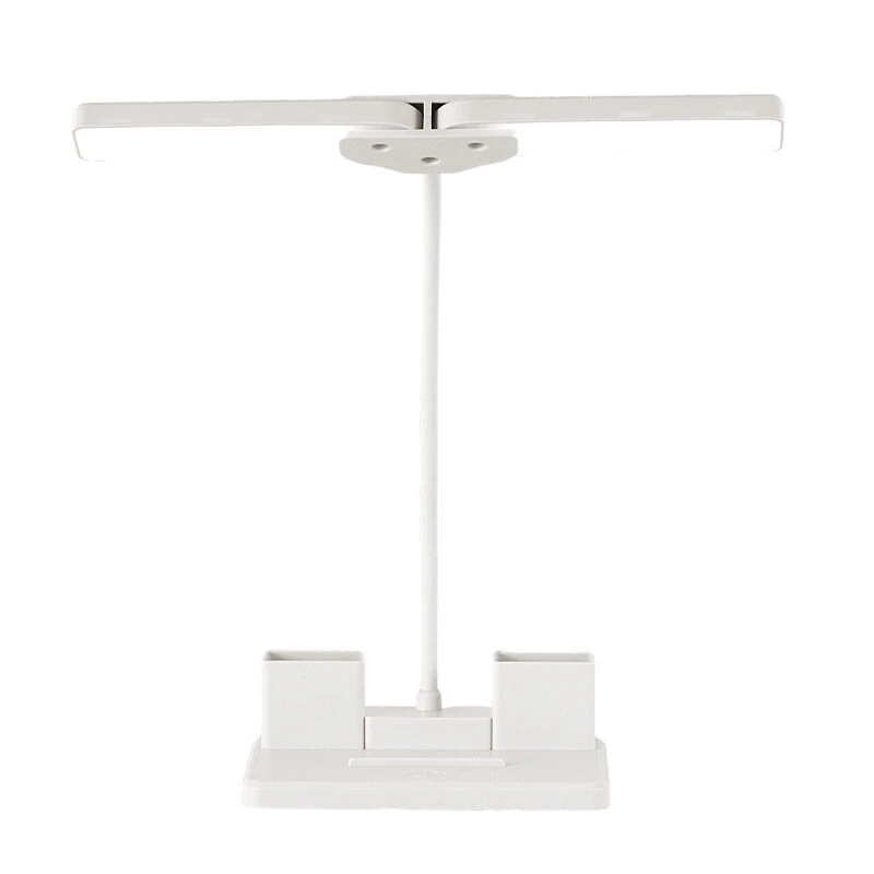 Elfeland Multifunctional Dual-Head LED Desk Lamp 3 Color Temperatures Adjustable Type-C Reading Light with Pen Holder