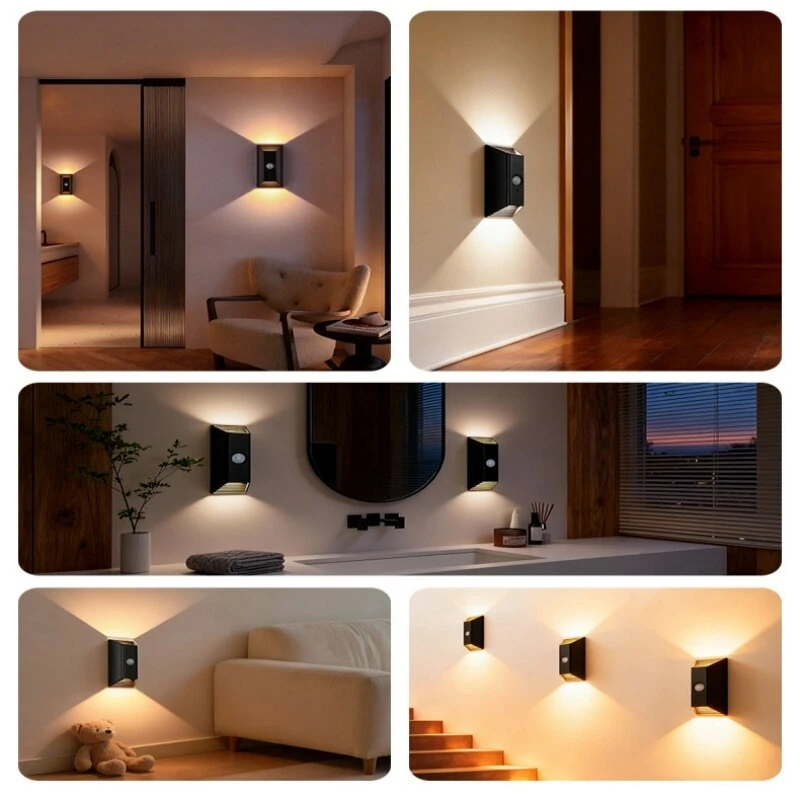 Elfeland Rechargeable LED Motion Sensor Wall Light with Remote Control Up & Down Glow 3 Color Temperatures Auto-Off Magnetic Night Lamp — view 6