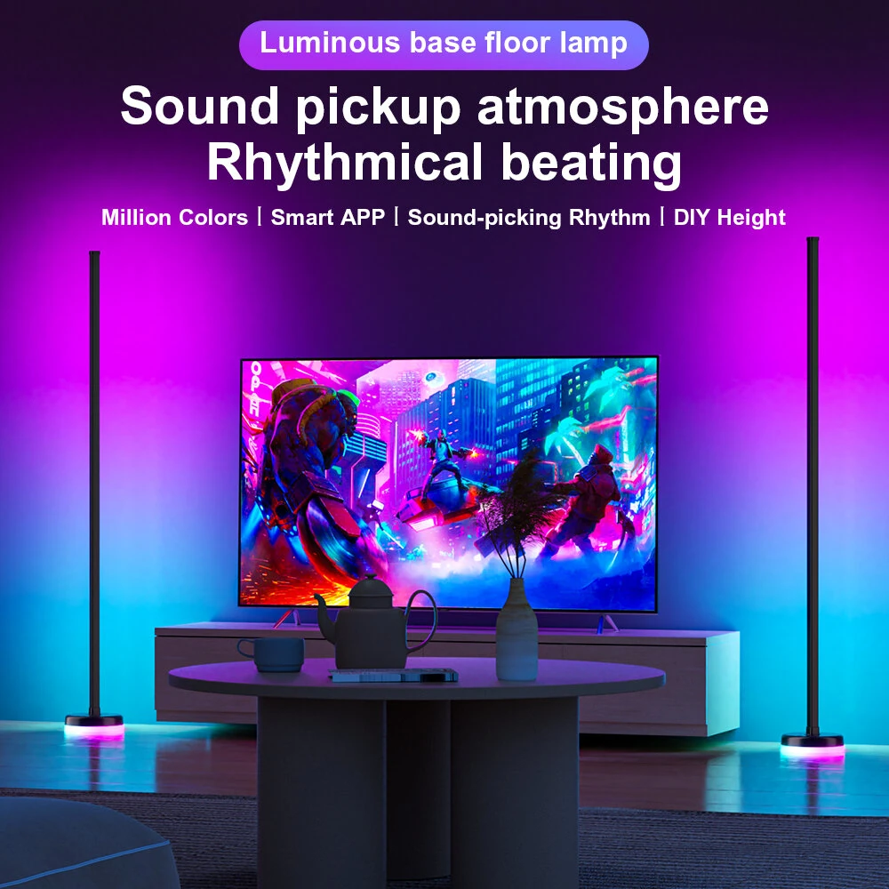 Elfeland Smart LED Floor Lamp 1400mm 12W RGBIC bluetooth App Control Music Sync 16 Million Colors Dimmable Corner Floor Light with Remote Control — view 7