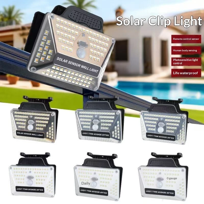 Elfeland Solar Clip Light Motion Sensor Waterproof Solar Sensor Wall Lamp 3 Lighting Modes with Remote Control for Outdoor Garden — view 5