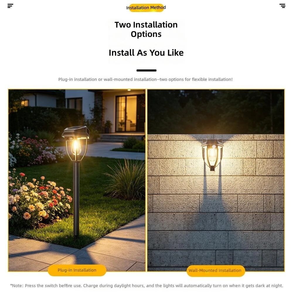 Elfeland Solar Garden Stake Light Motion Sensor Waterproof 3 Lighting Modes Solar Pathway Light for Lawn Yard Driveway — view 2